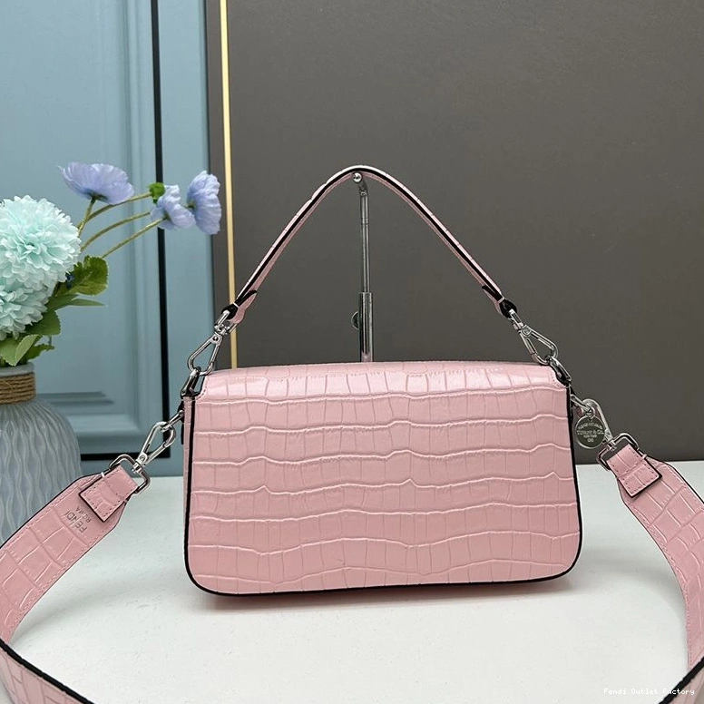 Vintage HOT Baguette Fendi Re-Edition In Medium Bag Pink Crocodile Leather 0724